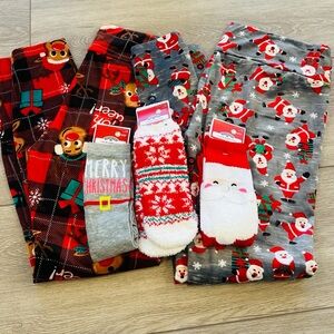 NOBO No Boundaries Christmas Holiday Leggings and Sock Bundle Size Large (11-13)